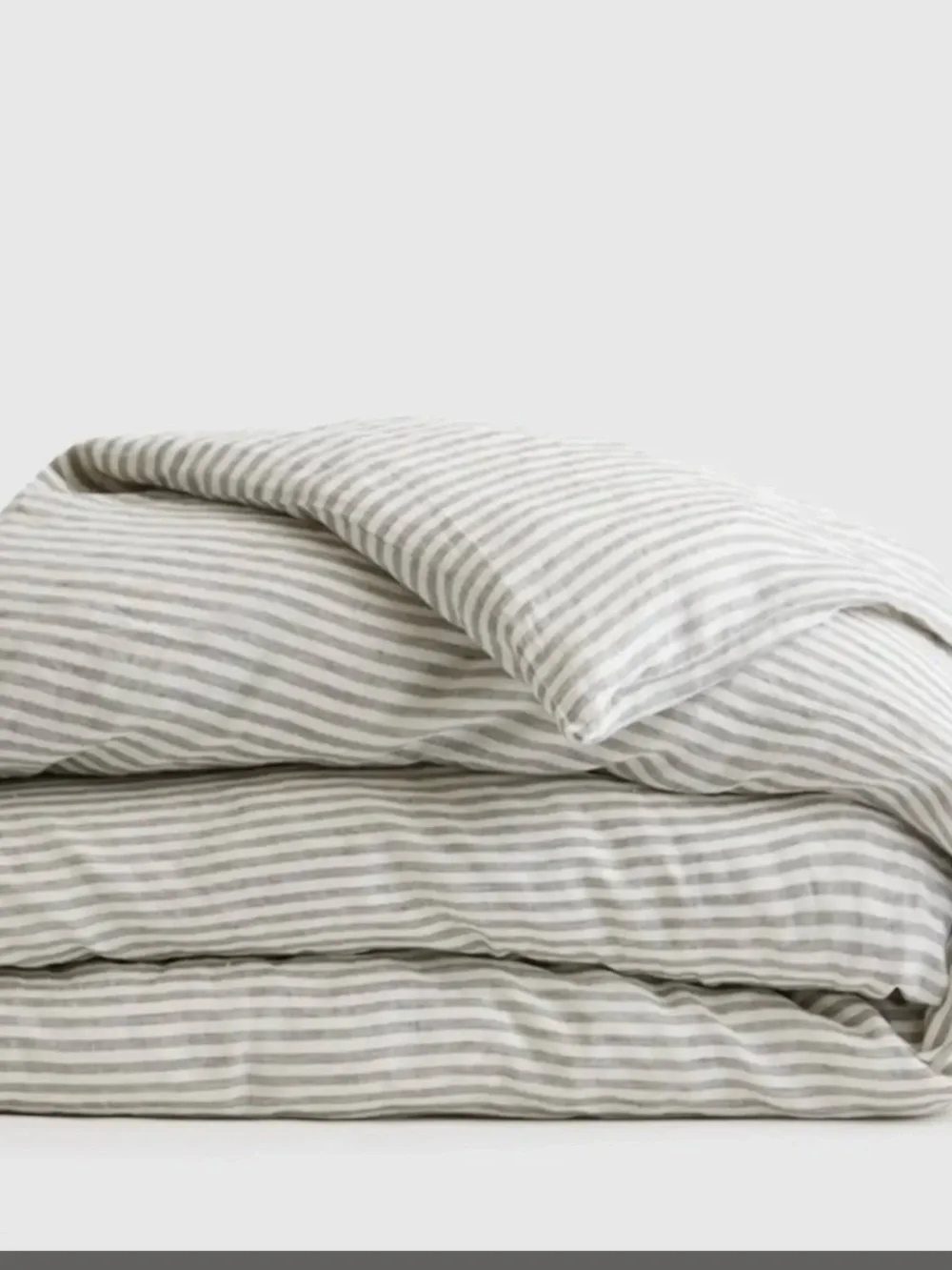 QUINCE NWOT European Linen Duvet Cover Full/Queen Grey White Stripe
